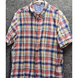 Izod Saltwater Shirt Mens XL Multicolor Plaid Relaxed Classics Preppy Academia